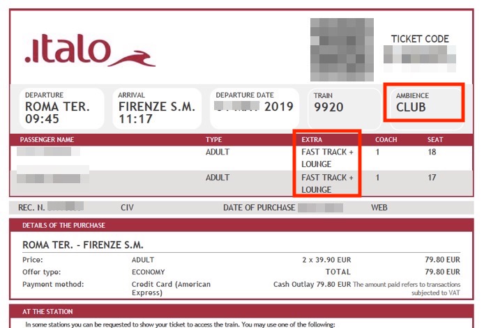 イタロ（Italo）の電子チケット1
