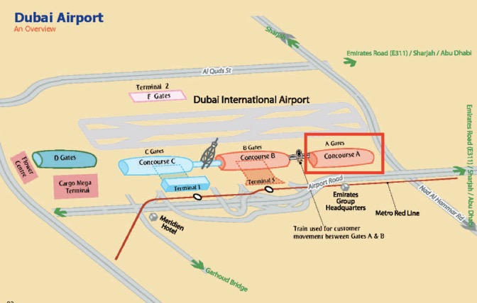 ドバイ空港のマップ