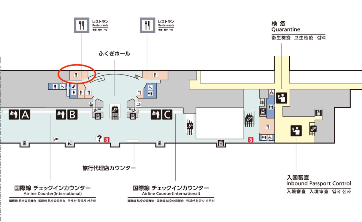 那覇空港3階のフロアマップ（拡大）