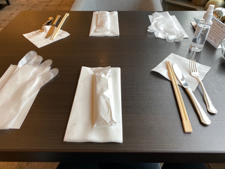 インターコンチネンタル東京ベイのクラブラウンジ：朝食のテーブルセット