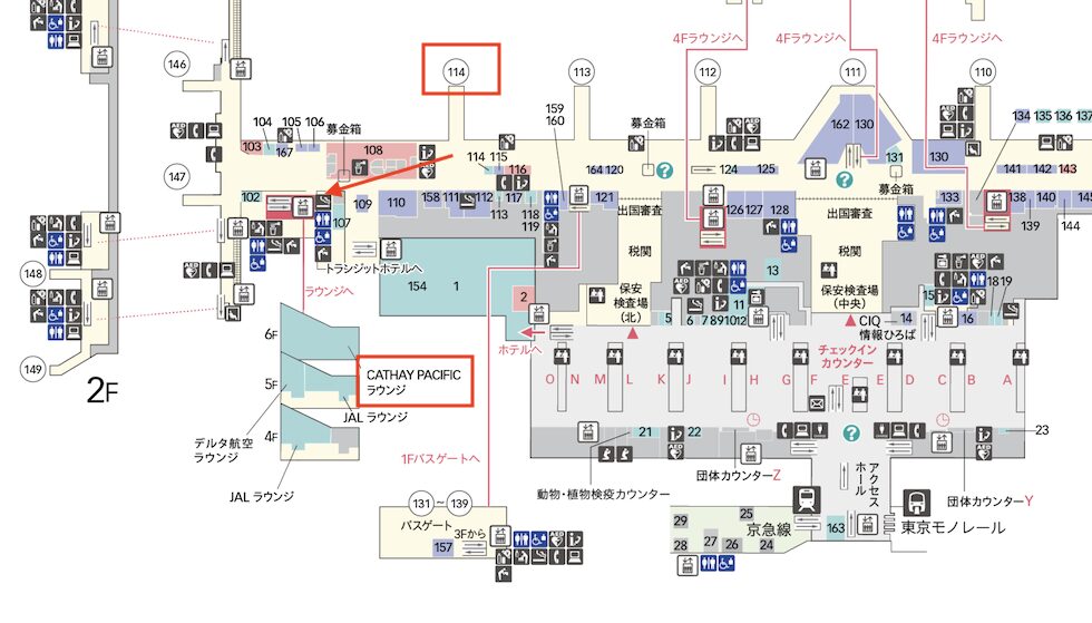 羽田空港マップ（キャセイパシフィックラウンジ）