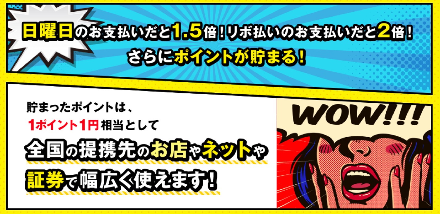 TカードPrimeの特徴：日曜日の利用でポイント1.5倍