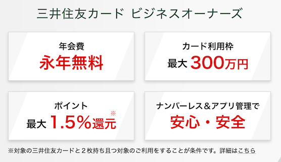 三井住友カード ビジネスオーナーズの特徴