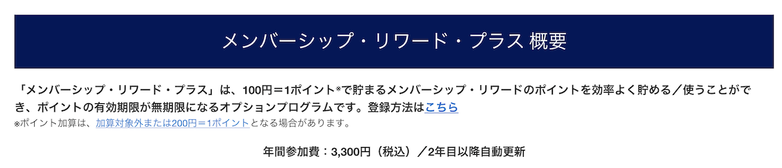 アメックスポイント「メンバーシップリワードプラスの概要」