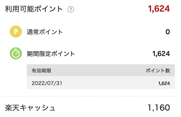 楽天ポイントの種類（通常ポイントと期間限定ポイント）