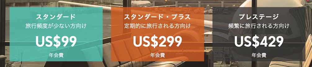 プライオリティパス（Priority Pass）の年会費は3段階