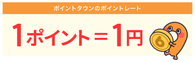 ポイントタウンのポイントレート：1ポイント＝1円