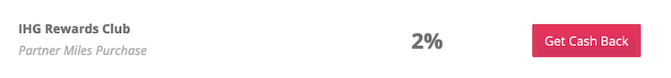 Topcashbackの画面例：IHG Rewards Club