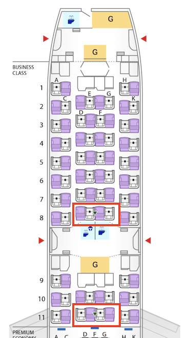 B787の機内マップ（座席シートの配置）