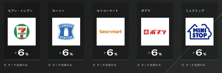 三井住友カード プラチナプリファード：特約店の例（コンビニ）