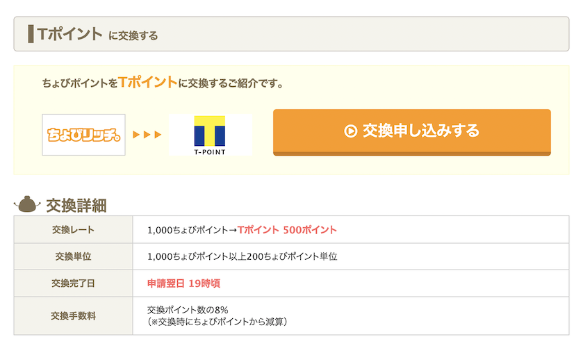 ポイントインカム「Tポイント」に交換