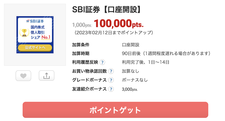 ECナビの案件例「SBI証券」