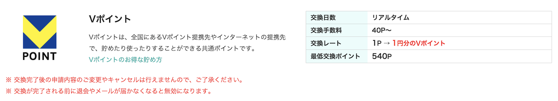 モッピー「新Vポイント（旧Tポイント）」に交換