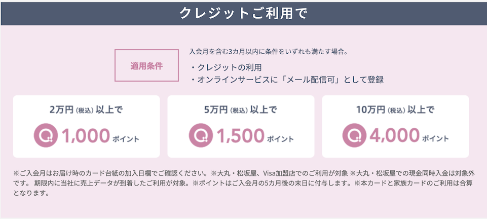 大丸・松坂屋カードの入会キャンペーン：クレジット利用で最大4,000ポイント