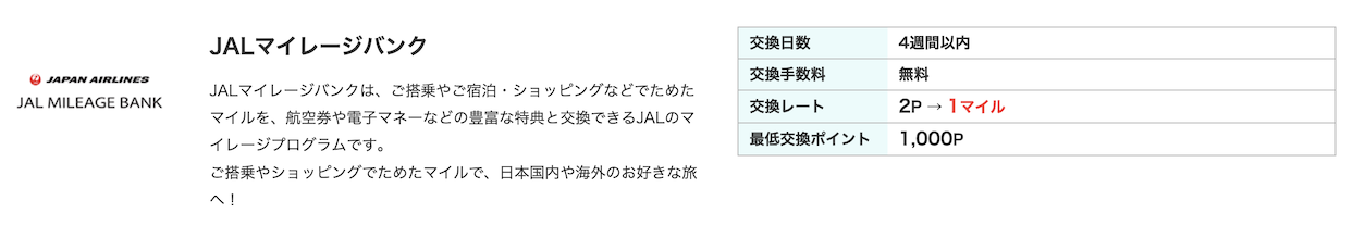 モッピー「JALマイル」への交換