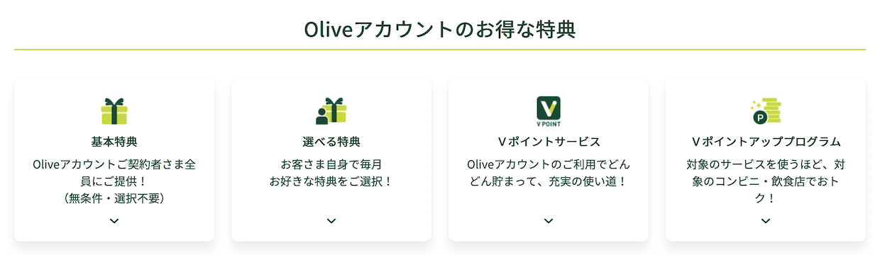 Oliveアカウントのお得な特典：概要