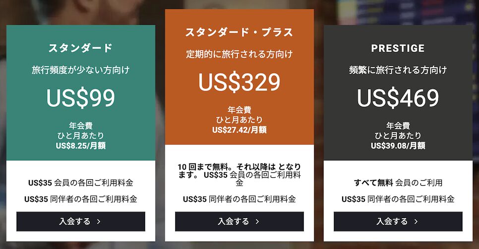 プライオリティパスのグレードと年会費