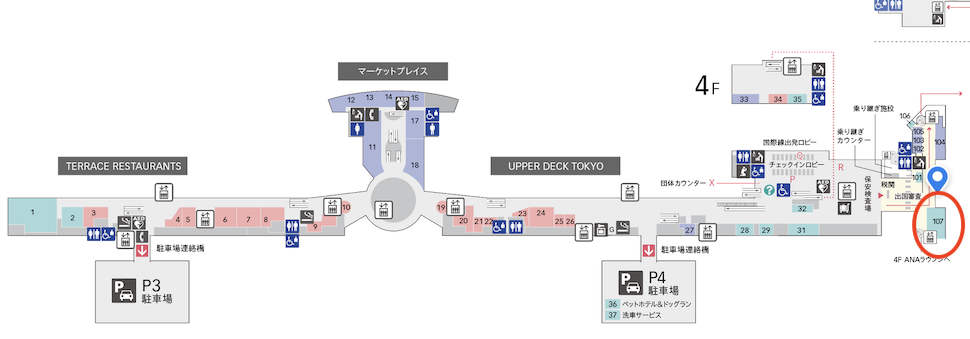 羽田空港国際線「POWER LOUNGE PREMIUM」の場所（マップ）