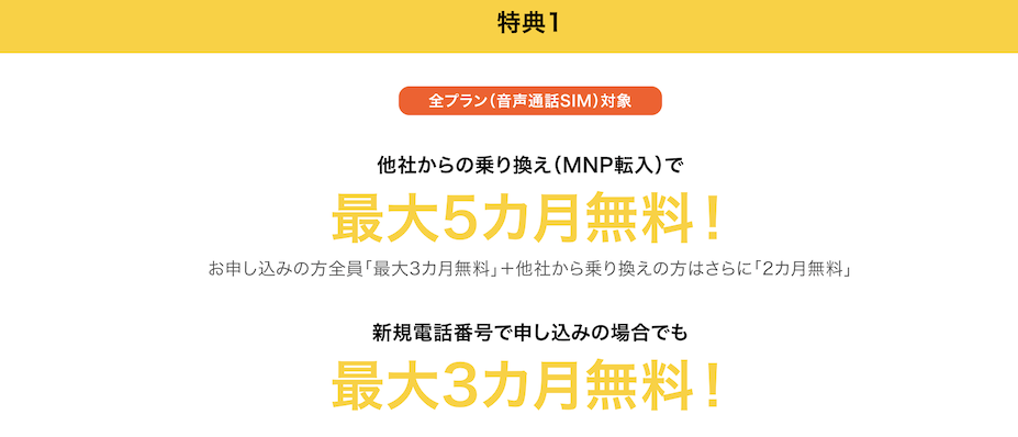 モッピー経由の「y.u mobile（ワイユーモバイル）」契約特典1：最大5ヶ月無料