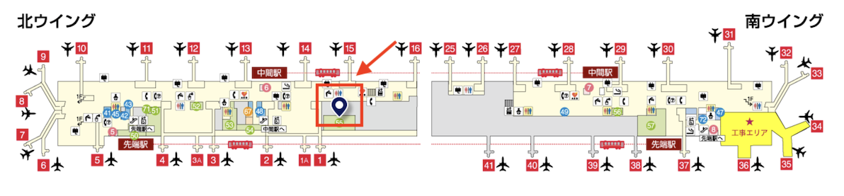 ANA Loungeの地図（関西国際空港）