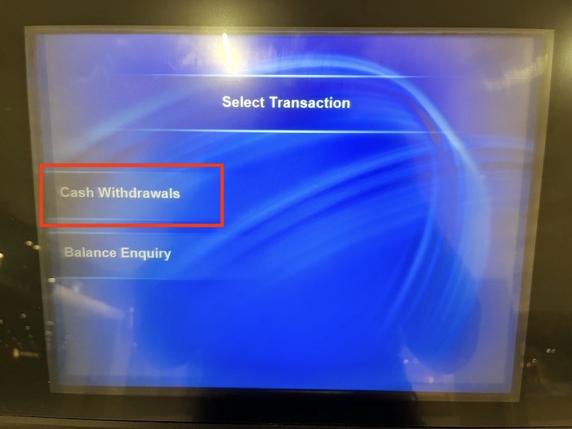 Revolutを使って現地ATMから現金を引き出す手順：トランザクション種類の選択