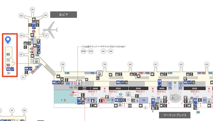 Power Lounge Northの地図（羽田国際空港）