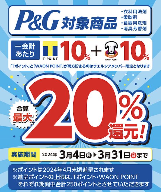 ウエルシアアプリ会員限定キャンペーン例（P&G）