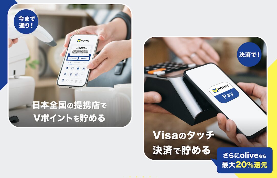 新Vポイントはカード提示と決済の両方で貯められる