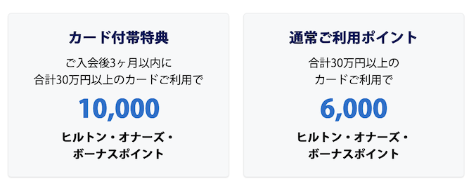 ヒルトンアメックス（普通カード）：入会特典