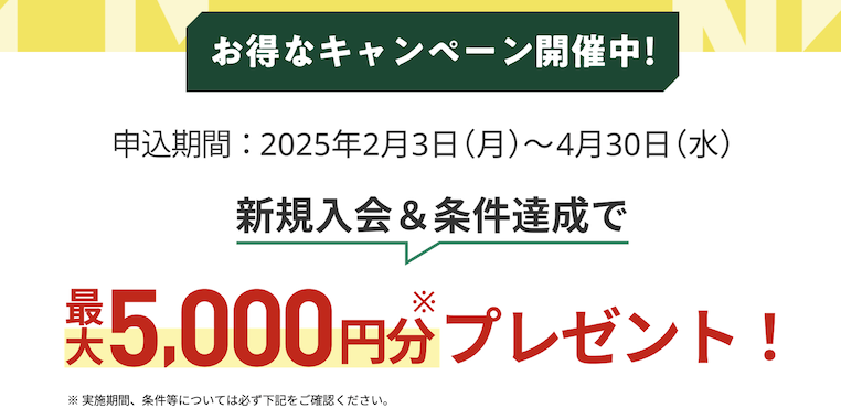 三井住友カード ナンバーレス（NL）の入会キャンペーン：最大5,000円相当プレゼント