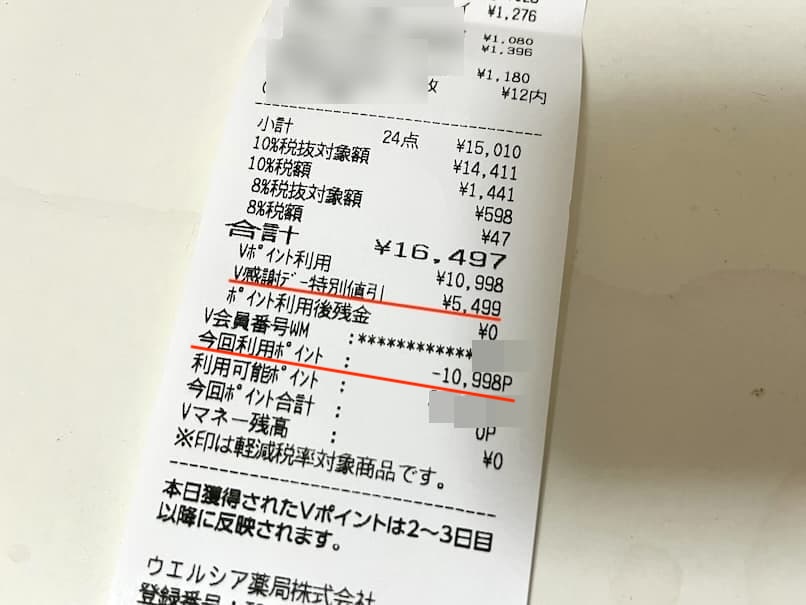 ウエル活（ウェル活）の利用結果（実際のレシート）