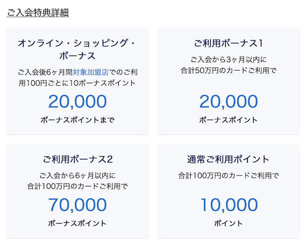 アメックスゴールドプリファードの入会キャンペーン(詳細)