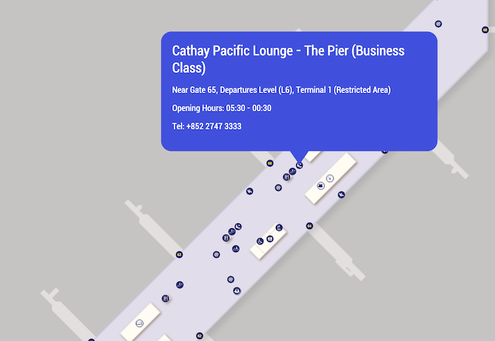 香港キャセイラウンジ「The Pier」の空港マップ