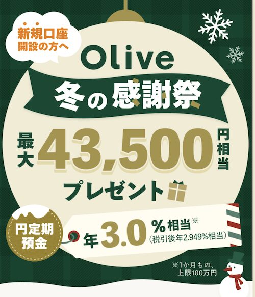 Oliveキャンペーン：最大43,500円分プレゼント
