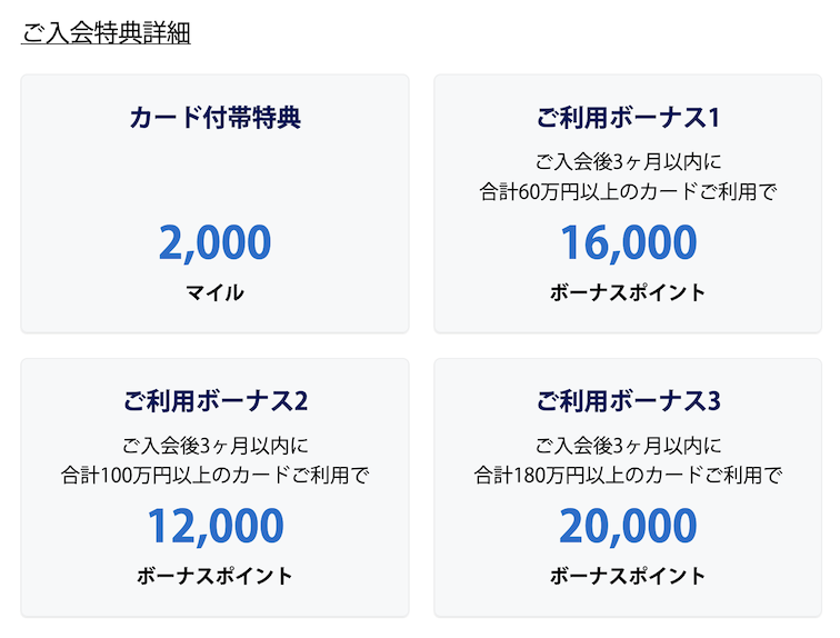 ANAアメックスゴールドの入会キャンペーン（特典詳細）