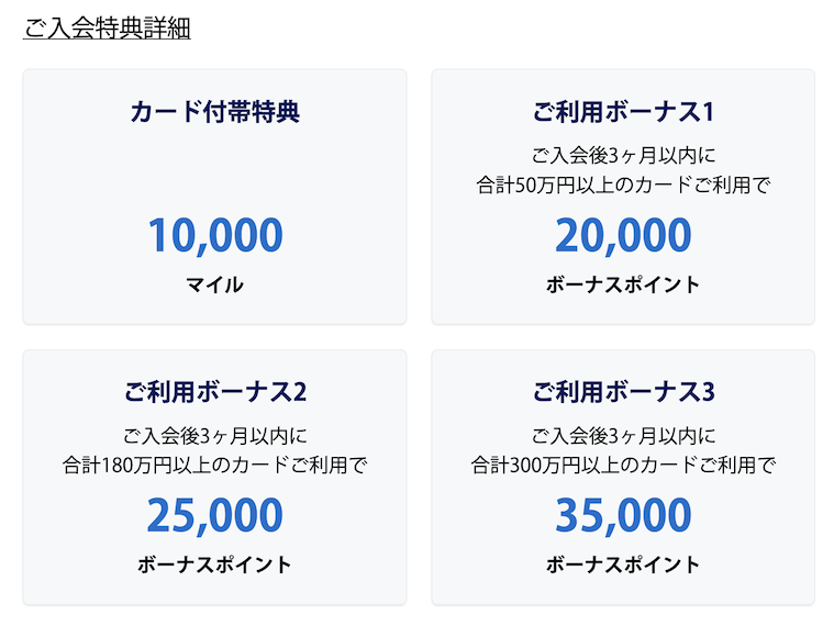 ANAアメックスプレミアムの入会キャンペーン（特典詳細）