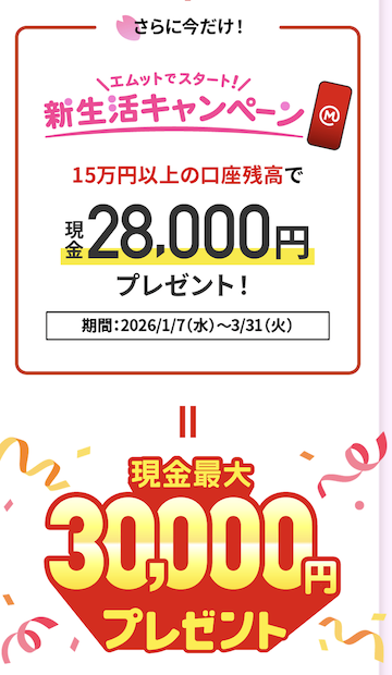 三菱UFJ銀行「エムットでスタート！新生活キャンペーン」特典2