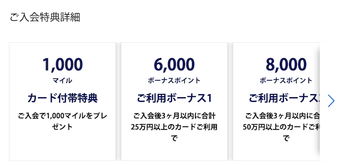 ANAアメックスの入会キャンペーン（特典詳細1）
