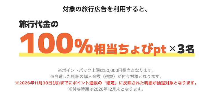 ちょびリッチ「夏旅行はちょびリッチで」キャンペーン：特典
