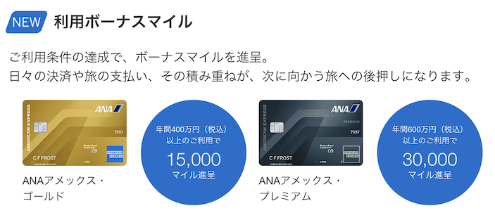 ANAアメックスの新特典：利用ボーナスマイル